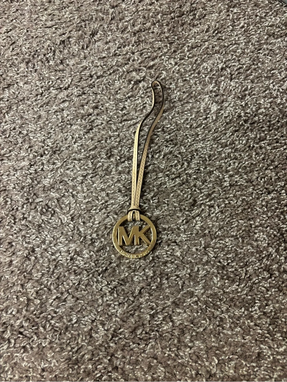 Michael Kors Gold MK Logo Charm with Tan Strap